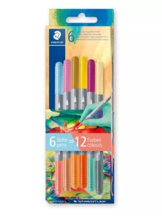   STAEDTLER Filctoll készlet, 1/3 mm, kétvégű, kimosható, STAEDTLER® "3280", Multiverzum 2, 6 különböző szín