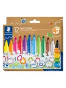 STAEDTLER Filctoll készlet, 3 mm, háromszögletű, kimosható, STAEDTLER "Noris® jumbo 328-B", 12 szín