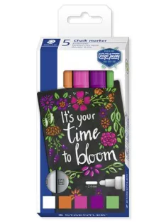   STAEDTLER Krétamarker készlet, 2,4 mm, kúpos, STAEDTLER "Lumocolor® chalk marker 344", 5 különböző szín