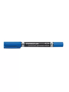   STAEDTLER Alkoholos marker, 0,6/1,5 mm, kúpos, kétvégű, STAEDTLER "Lumocolor® duo 348", kék