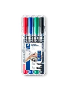   STAEDTLER Alkoholos marker készlet, 0,6/1,5 mm, kúpos, kétvégű, STAEDTLER "Lumocolor® duo 348", 4 különböző szín