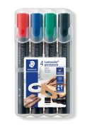 STAEDTLER Alkoholos marker készlet, 2-5 mm, vágott, STAEDTLER "Lumocolor® 350", 4 különböző szín