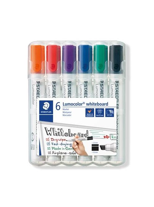 STAEDTLER Táblamarker készlet, 2-5 mm, vágott, STAEDTLER "Lumocolor® 351 B", 6 különböző szín