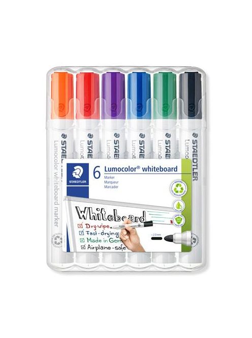 STAEDTLER Táblamarker készlet, 2 mm, kúpos, STAEDTLER "Lumocolor® 351", 6 különböző szín