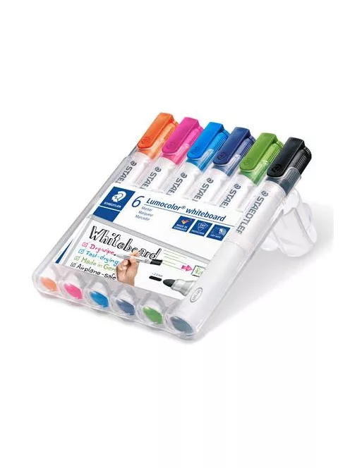 STAEDTLER Táblamarker készlet, 2 mm, kúpos, STAEDTLER "Lumocolor® 351", 6 különböző szín