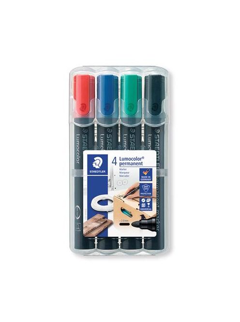 STAEDTLER Alkoholos marker készlet, 2 mm, kúpos, STAEDTLER "Lumocolor® 352", 4 különböző szín