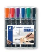 STAEDTLER Alkoholos marker készlet, 2 mm, kúpos, STAEDTLER "Lumocolor® 352", 6 különböző szín