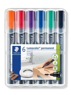   STAEDTLER Alkoholos marker készlet, 2 mm, kúpos, STAEDTLER "Lumocolor® 352", 6 különböző szín