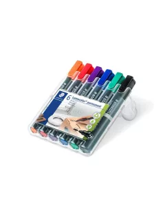   STAEDTLER Alkoholos marker készlet, 2 mm, kúpos, STAEDTLER "Lumocolor® 352", 6 különböző szín
