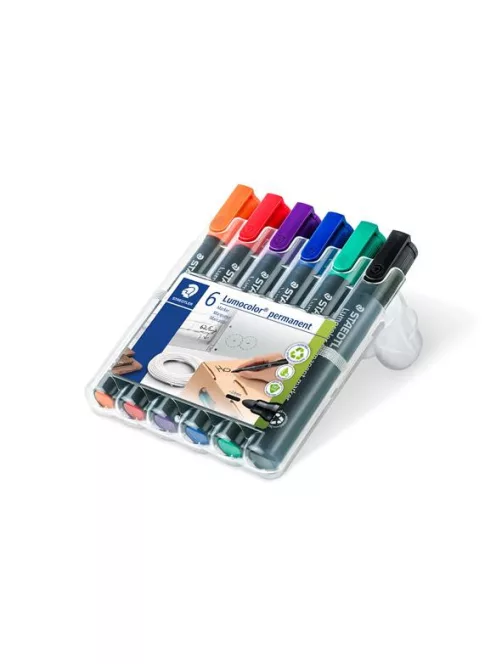 STAEDTLER Alkoholos marker készlet, 2 mm, kúpos, STAEDTLER "Lumocolor® 352", 6 különböző szín