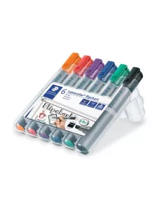   STAEDTLER Flipchart marker készlet, 2-5 mm, vágott, STAEDTLER "Lumocolor 356 B", 6 különböző szín