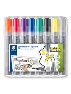   STAEDTLER Flipchart marker vegyes készlet, 2/2-5 mm, STAEDTLER "Lumocolor® 356", 8 különböző szín