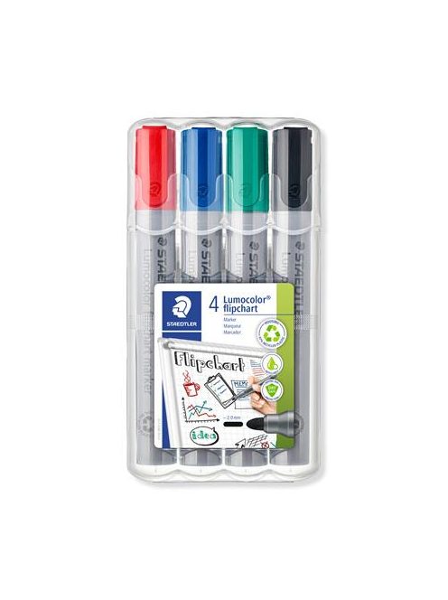 STAEDTLER Flipchart marker, 2 mm, kúpos, STAEDTLER "Lumocolor 356", 4 különböző szín