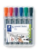 STAEDTLER Flipchart marker készlet, 2 mm, kúpos, STAEDTLER "Lumocolor 356", 6 különböző szín