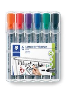   STAEDTLER Flipchart marker készlet, 2 mm, kúpos, STAEDTLER "Lumocolor 356", 6 különböző szín