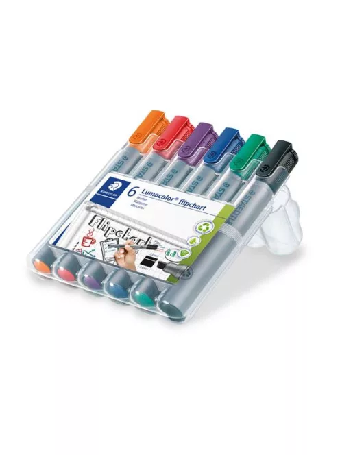 STAEDTLER Flipchart marker készlet, 2 mm, kúpos, STAEDTLER "Lumocolor 356", 6 különböző szín