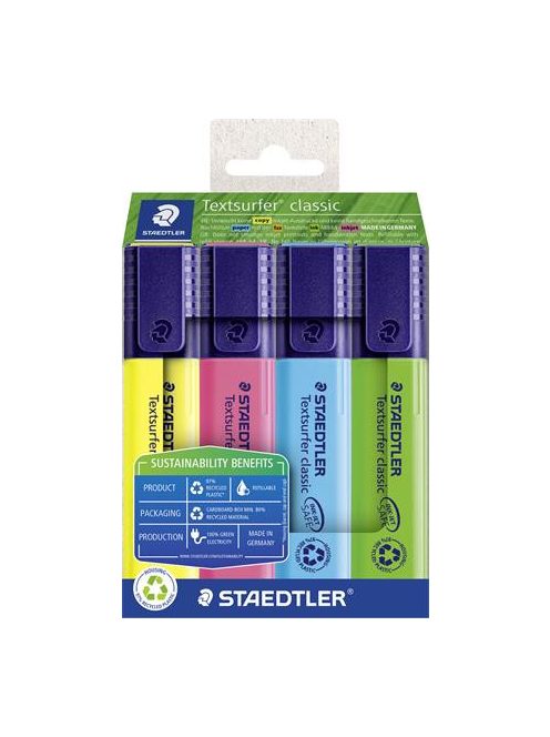 STAEDTLER Szövegkiemelő készlet, 1-5 mm, STAEDTLER "Textsurfer® classic 364 R" 4 különböző szín