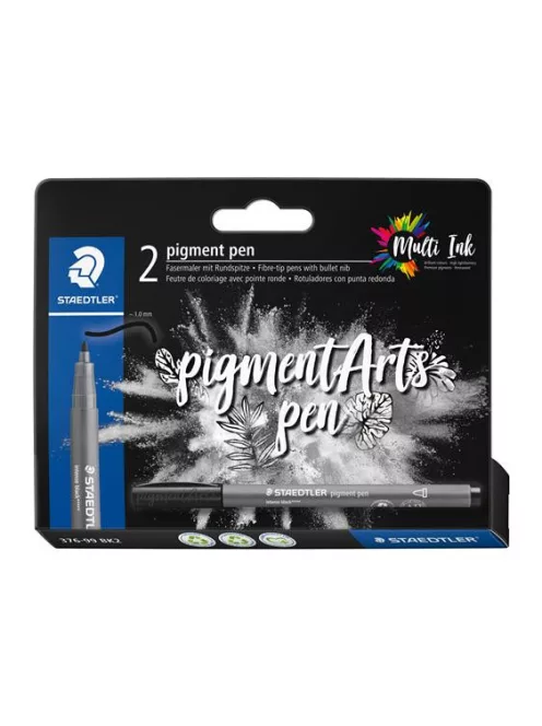 STAEDTLER Filctoll, 1 mm, kúpos, 2 db, STAEDTLER® "Pigment pen 376", intenzív fekete