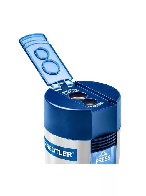 STAEDTLER Hegyező, kétlyukú, tartályos, STAEDTLER "512", kék