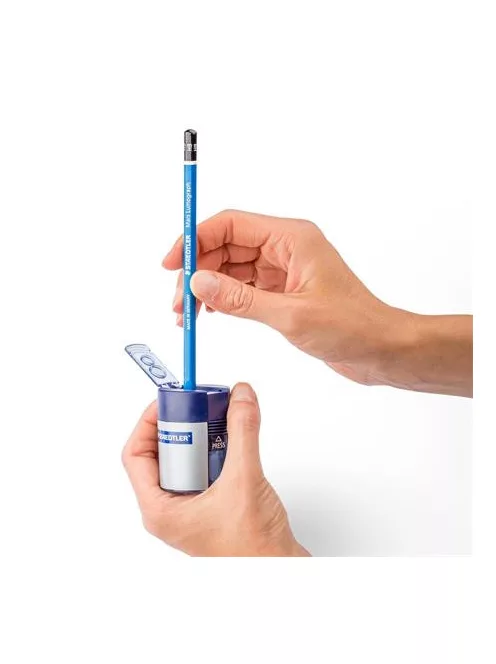 STAEDTLER Hegyező, kétlyukú, tartályos, STAEDTLER "512", kék