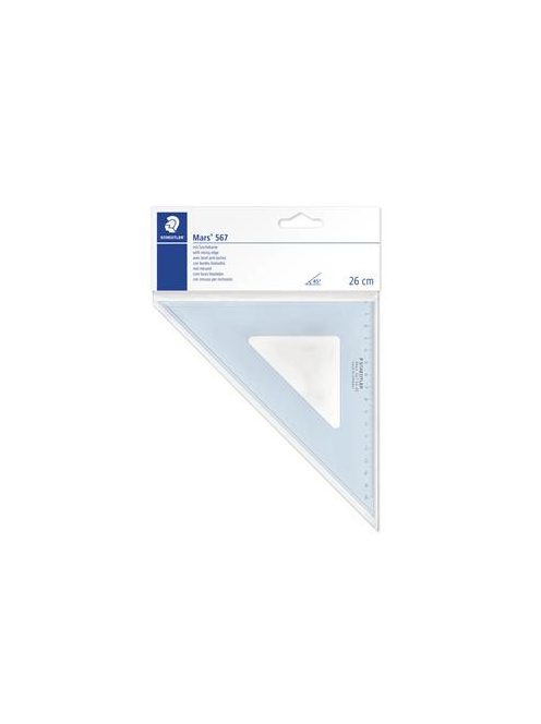 STAEDTLER Háromszög vonalzó, műanyag, 45°, 16 cm, STAEDTLER "Mars 567", átlátszó kék