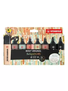   STABILO Szövegkiemelő készlet, 2-5 mm, STABILO "BOSS original NatureCOLORS", 6 különböző szín + 2 fekete