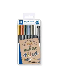   STAEDTLER Dekormarker, 1-6 mm, kúpos, ajándék tusfilccel, STAEDTLER "8321", 6 különböző metál szín