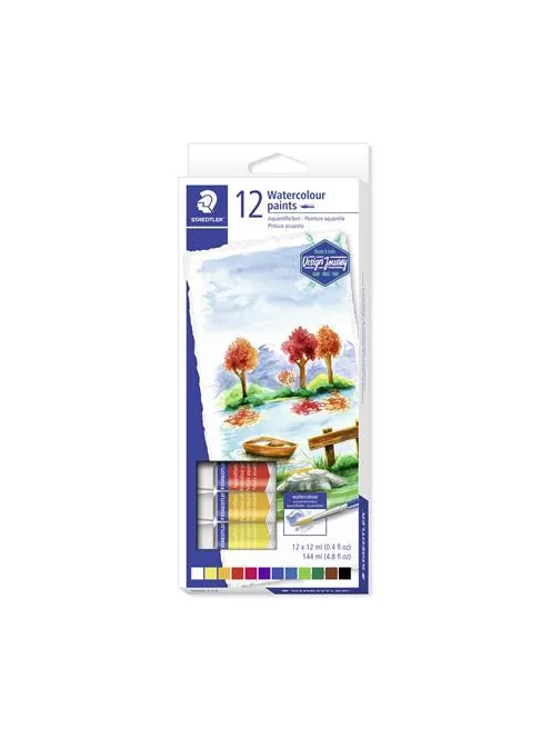 STAEDTLER Akvarell festék, tubusos, STAEDTLER "8880", 12 különböző szín