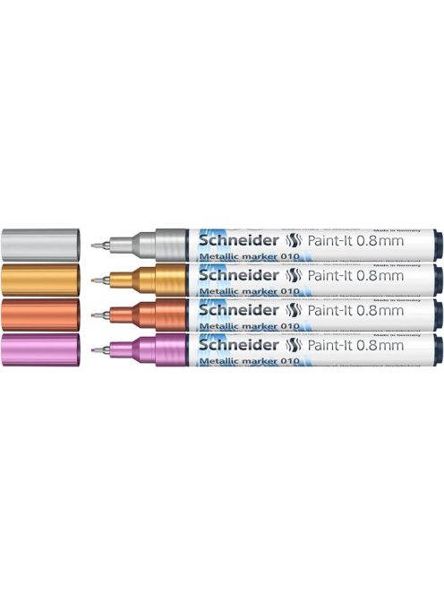 SCHNEIDER Metálfényű marker készlet, 0,8 mm, SCHNEIDER "Paint-It 010", 4 különböző szín