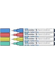   SCHNEIDER Metálfényű marker készlet, 0,8 mm, SCHNEIDER "Paint-It 010", 4 különböző szín