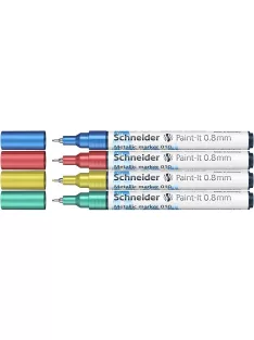   SCHNEIDER Akrilmarker készlet, 0,8 mm, SCHNEIDER "Paint-It 010", 4 különböző metálszín