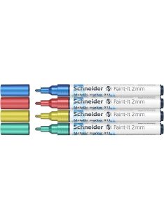   SCHNEIDER Metálfényű marker készlet, 2 mm, SCHNEIDER "Paint-It 011", 4 különböző szín