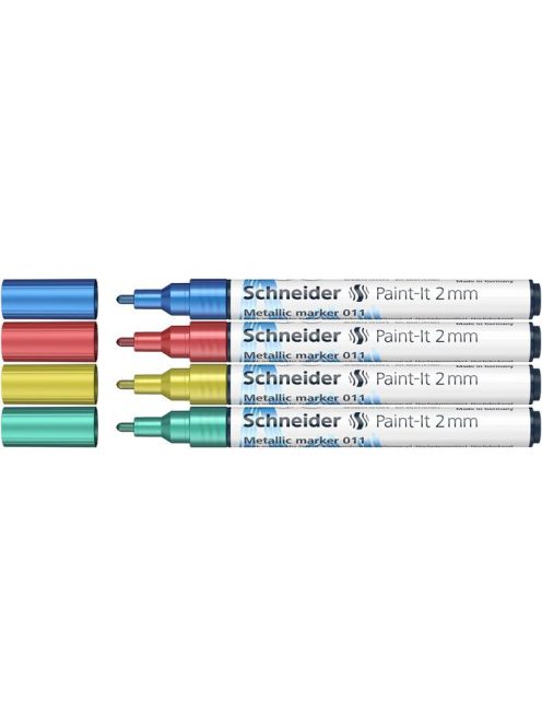 SCHNEIDER Metálfényű marker készlet, 2 mm, SCHNEIDER "Paint-It 011", 4 különböző szín