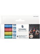 SCHNEIDER Metálfényű marker készlet, 2 mm, SCHNEIDER "Paint-It 011", 4 különböző szín