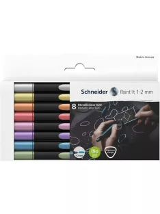  SCHNEIDER Metálfényű filctoll készlet, 1-2 mm, SCHNEIDER "Paint-It 020", 8 különböző szín