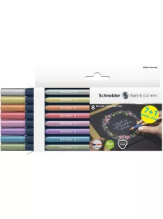   SCHNEIDER Metálfényű rollertoll készlet, 0,4 mm, SCHNEIDER "Paint-It 050" 8 különböző szín