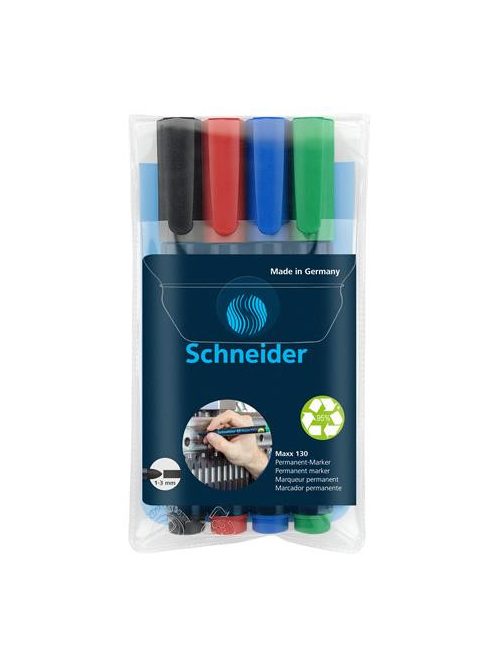 SCHNEIDER Alkoholos marker készlet, 1-3 mm, kúpos, SCHNEIDER "Maxx 130", 4 különböző szín