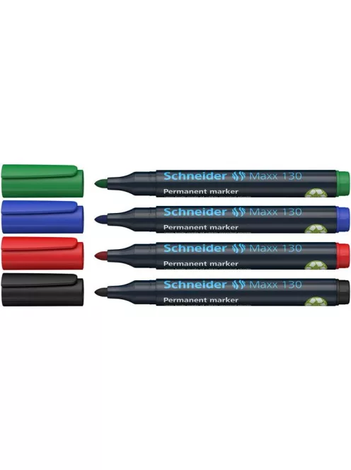 SCHNEIDER Alkoholos marker készlet, 1-3 mm, kúpos, SCHNEIDER "Maxx 130", 4 különböző szín