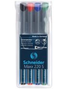 SCHNEIDER Alkoholos marker készlet, OHP, 0,4 mm, SCHNEIDER "Maxx 220 S", 4 különböző szín