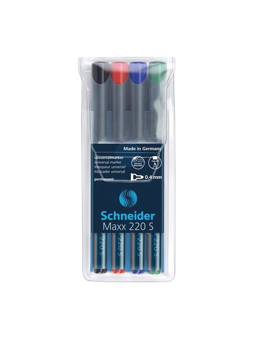 SCHNEIDER Alkoholos marker készlet, OHP, 0,4 mm, SCHNEIDER "Maxx 220 S", 4 különböző szín