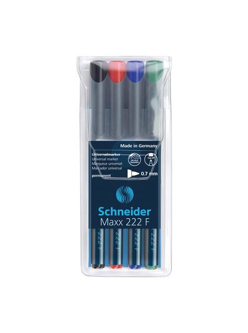 SCHNEIDER Alkoholos marker készlet, OHP, 0,7 mm, SCHNEIDER "Maxx 222 F", 4 különböző szín