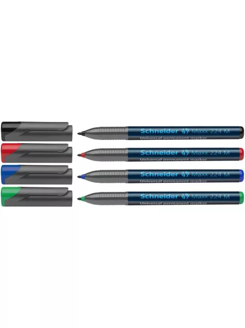 SCHNEIDER Alkoholos marker készlet, OHP, 1 mm, SCHNEIDER "Maxx 224 M", 4 különböző szín