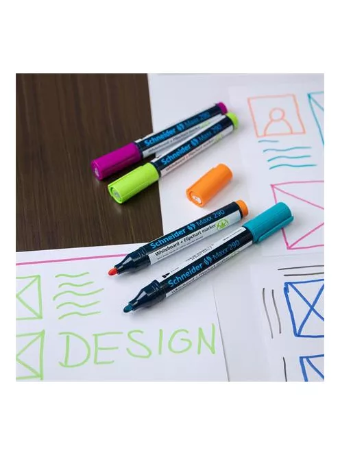 SCHNEIDER Tábla- és flipchart marker, 2-3 mm, kúpos, SCHNEIDER "Maxx 290", piros
