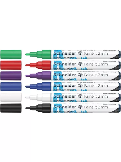 SCHNEIDER Dekormarker készlet, akril, 2 mm, SCHNEIDER "Paint-It 310", 6 különböző szín