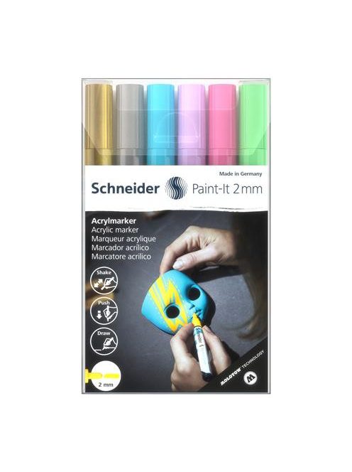 SCHNEIDER Dekormarker készlet, akril, 2 mm, SCHNEIDER "Paint-It 310", 6 különböző szín