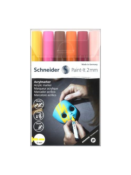 SCHNEIDER Dekormarker készlet, akril, 2 mm, SCHNEIDER "Paint-It 310", 6 különböző szín