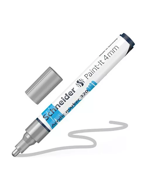 SCHNEIDER Dekormarker, akril, 4 mm, SCHNEIDER "Paint-It 320", ezüst