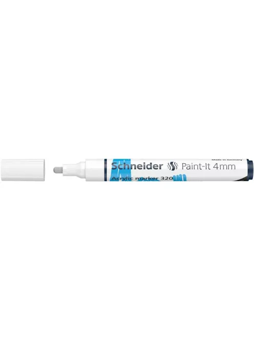 SCHNEIDER Dekormarker, akril, 4 mm, SCHNEIDER "Paint-It 320", fehér