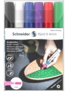 SCHNEIDER Dekormarker készlet, akril, 4 mm, SCHNEIDER "Paint-It 320", 6 különböző szín