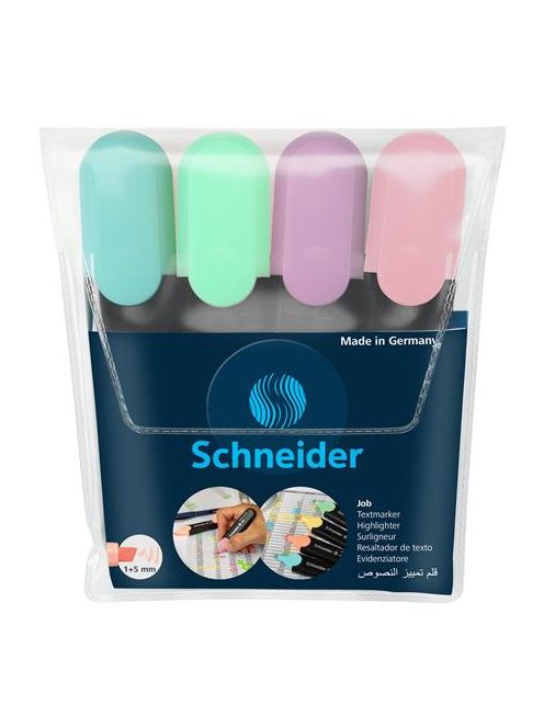 SCHNEIDER Szövegkiemelő készlet, 1-5 mm, SCHNEIDER "Job Pastel", 4 különböző pasztell szín